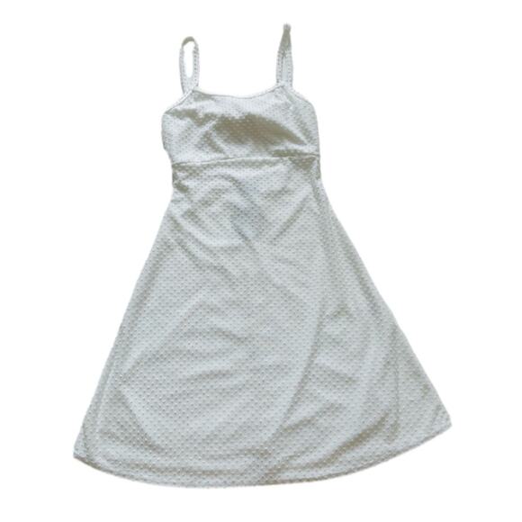 Olivia Rae Dress White Texture Swiss Dot Sleeveless Back Knot Tie Mini Small - Picture 9 of 10